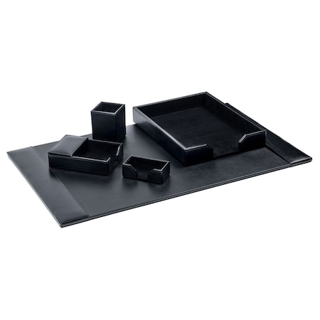 Dacasso Black Bonded Leather 5-Piece Desk Set DF-1402